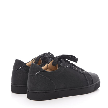 Christian Louboutin Glitter Calfskin Vieira Flat Sneakers 37.5 Black 4 of 11