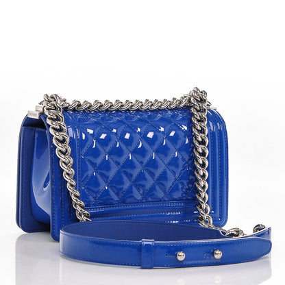 Chanel Patent Calfskin Quilted Small Boy Flap Plexiglass Bright Blue 3 of 7