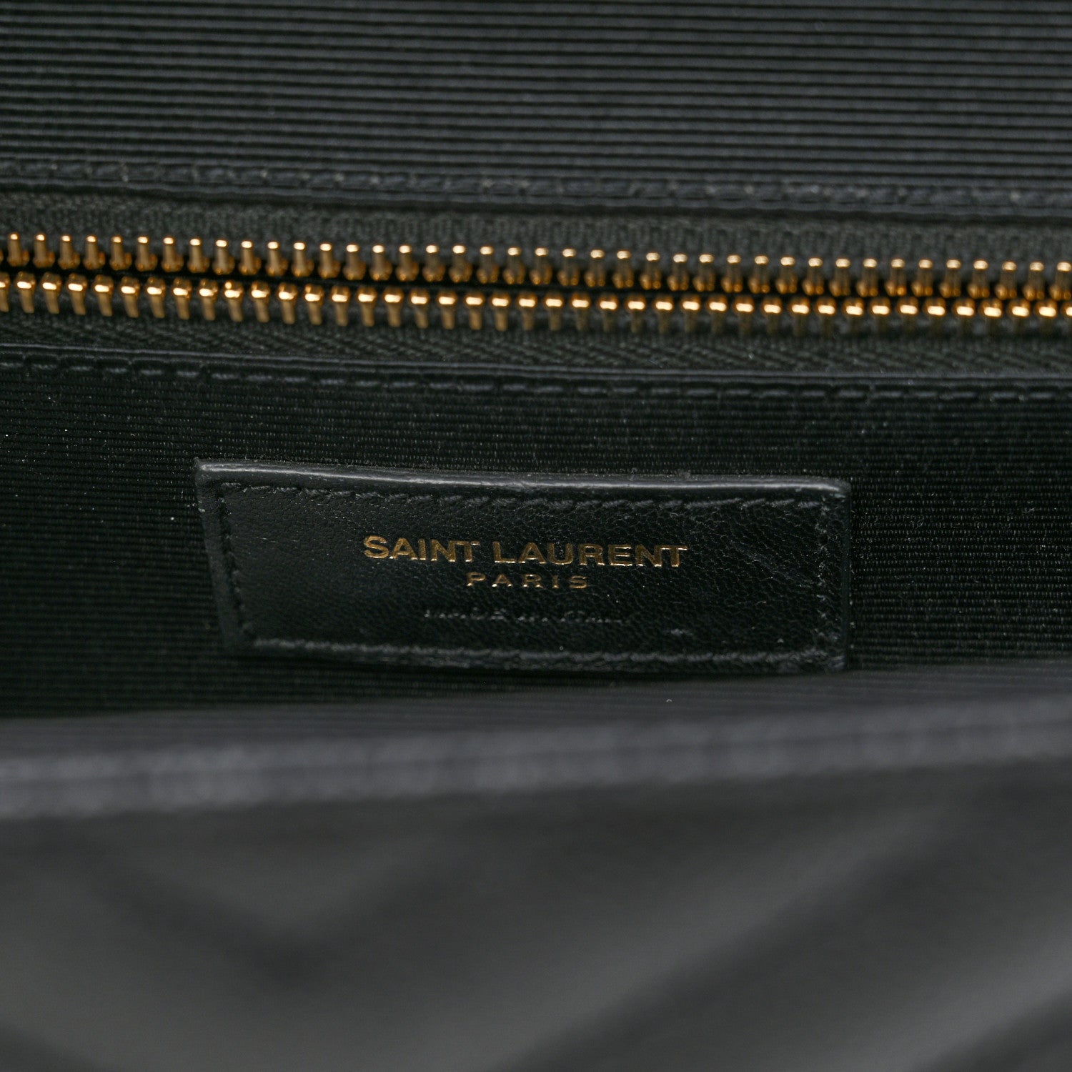Saint Laurent Grain De Poudre Matelasse Chevron Large Monogram Satchel Black 7 of 14