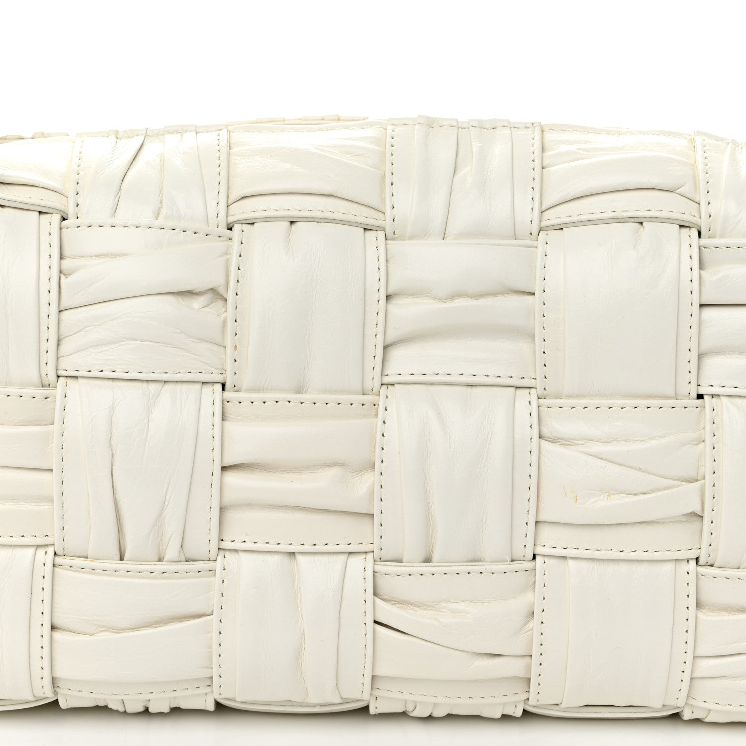 Bottega Veneta Calfskin Intreccio Plisse Camera Bag White 8 of 11