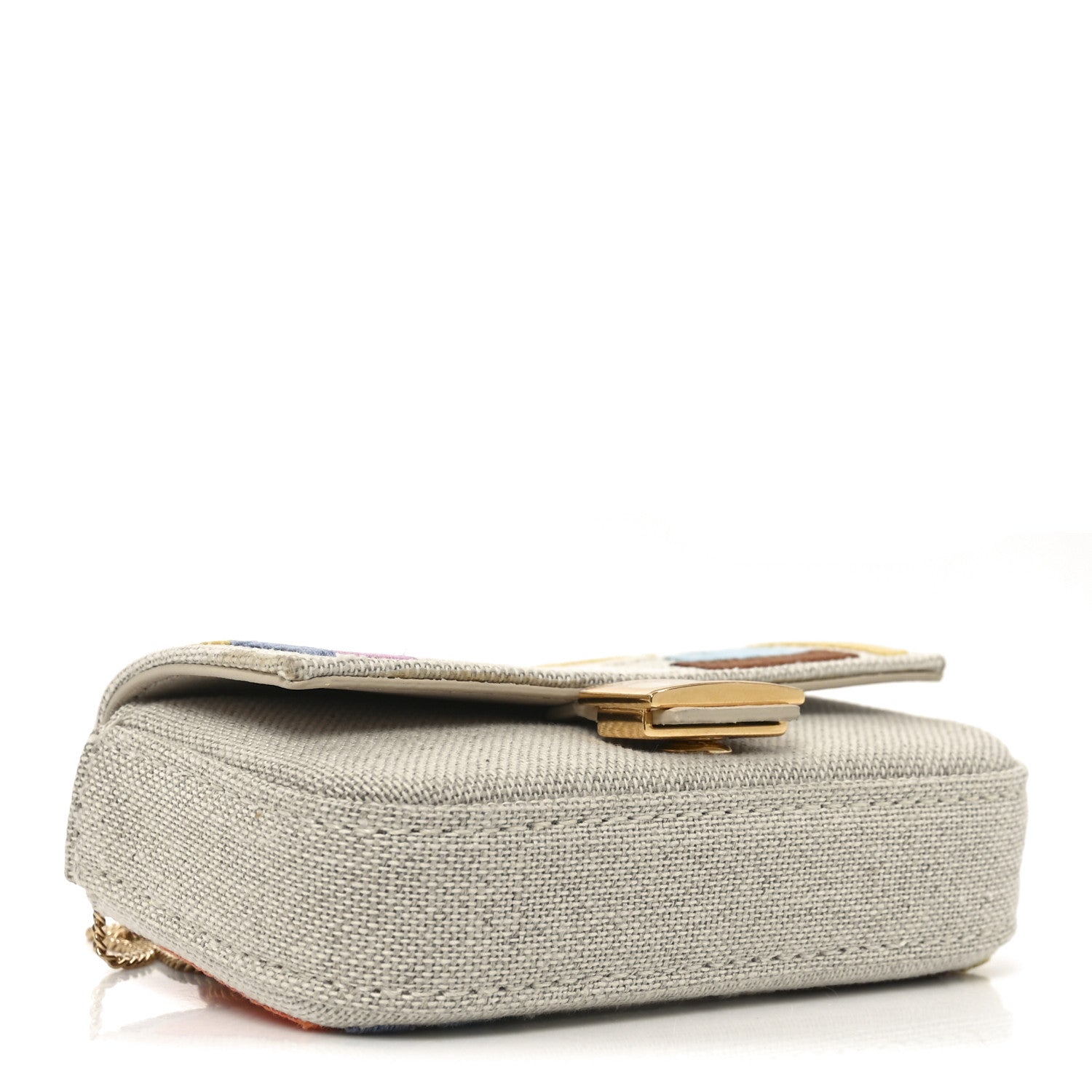 Fendi Canvas Vitello King FF Multicolor Embroidered Nano Baguette Charm Multicolor 6 of 16