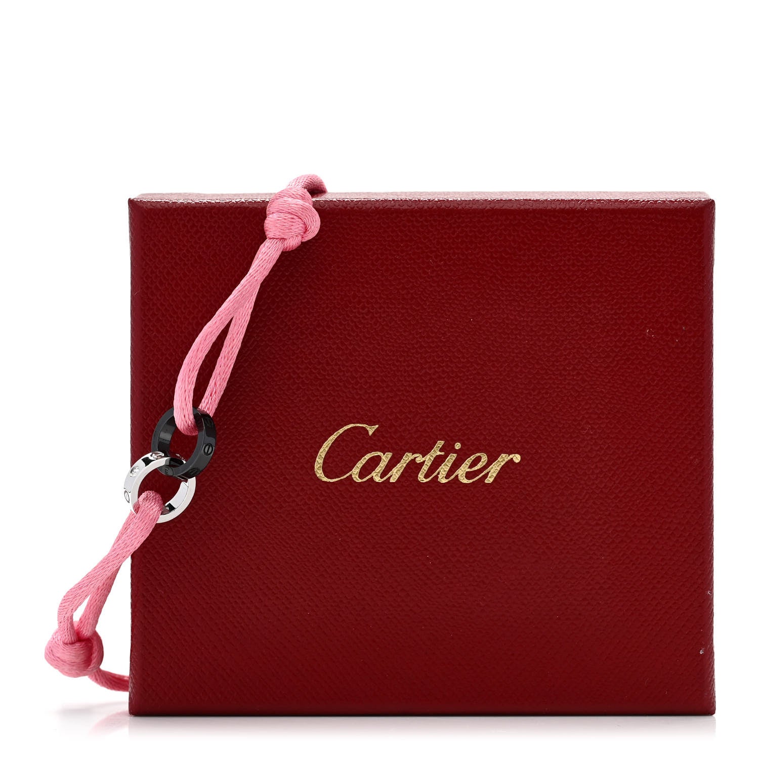 Cartier 18K White Gold Ceramic 4 Diamond LOVE Cord Bracelet Pink 6 of 6