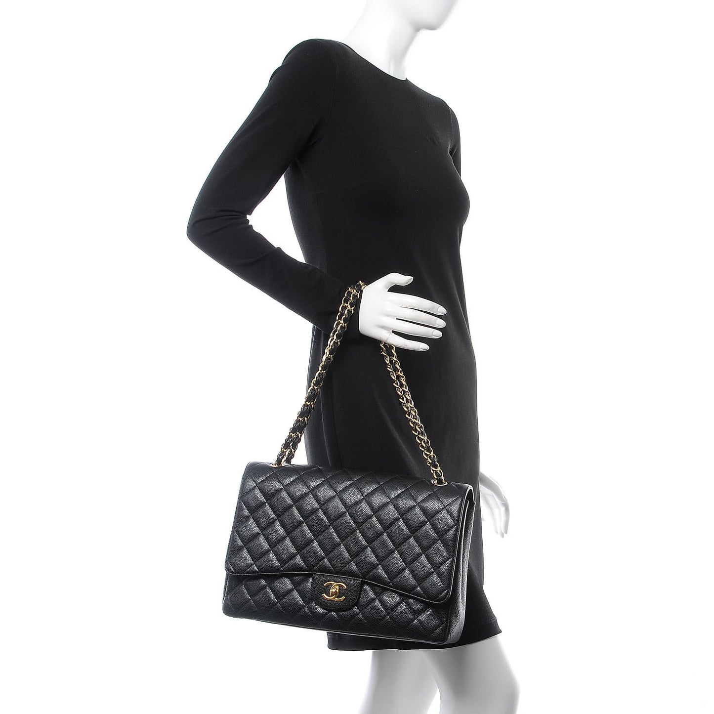Caviar Quilted Maxi Single Flap Black