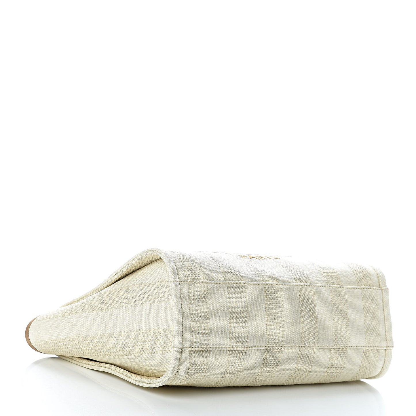Straw Raffia Calfskin Striped Small Deauville Tote Beige