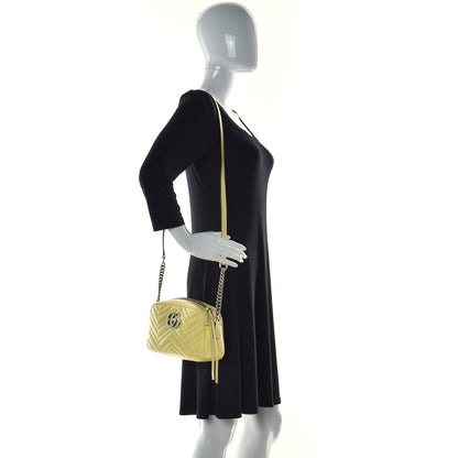 Gucci Calfskin Matelasse Small GG Marmont Chain Shoulder Bag Banana 2 of 13