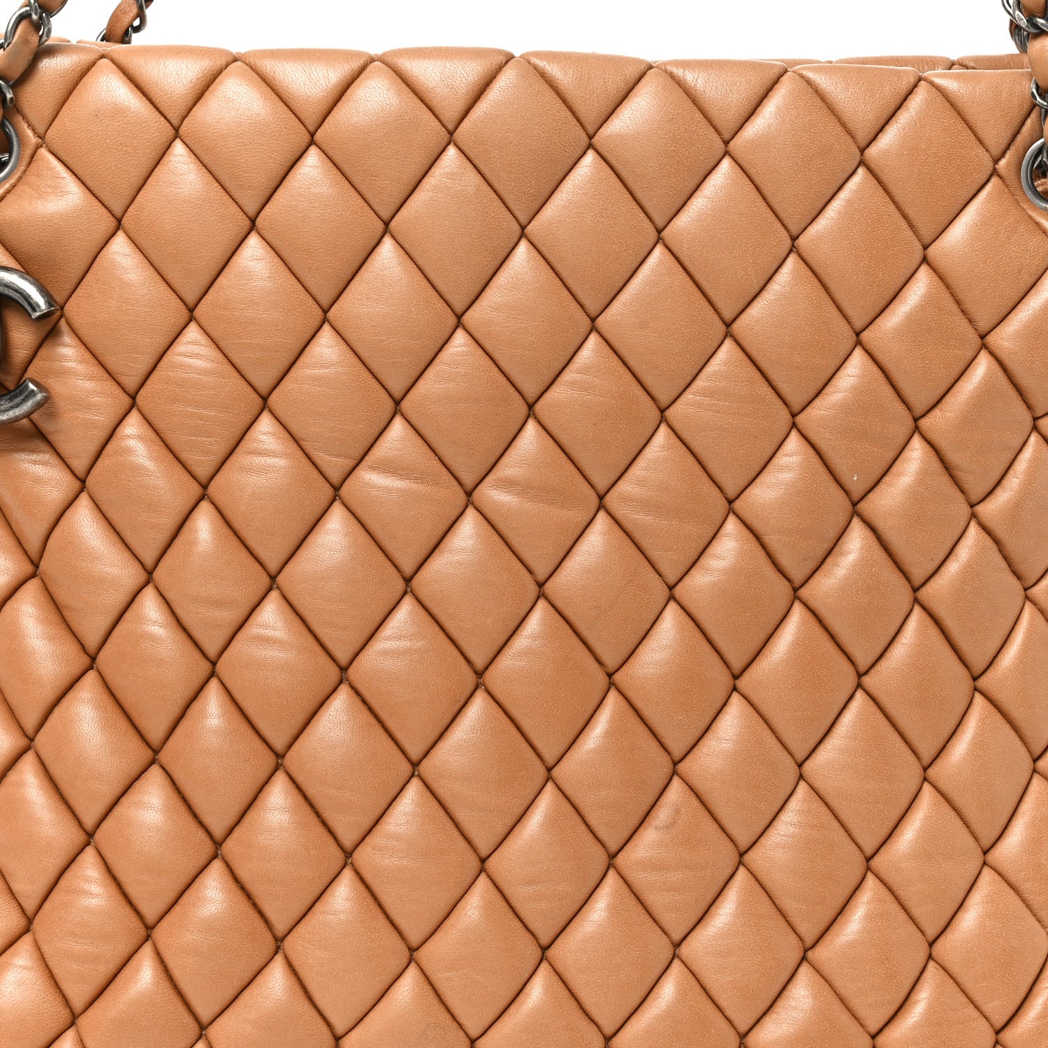 Chanel Lambskin Quilted Medium New Bubble North South Tote Light Brown 8 of 13