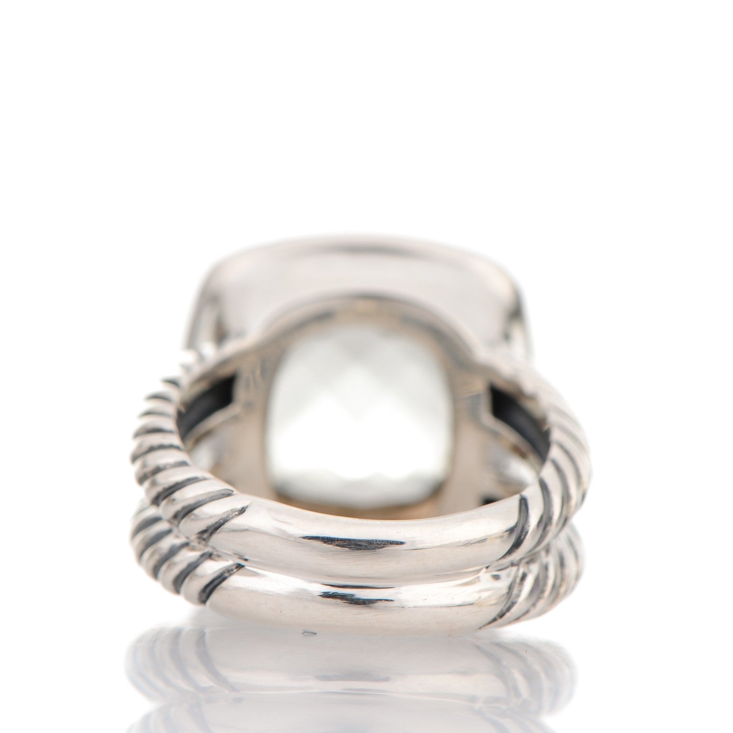 David Yurman Sterling Silver Diamond Prasiolite 11mm Albion Ring 50 5.5 4 of 5