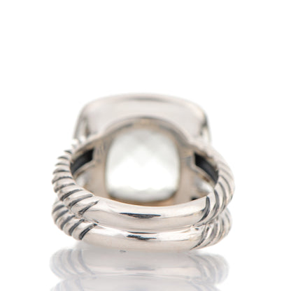 David Yurman Sterling Silver Diamond Prasiolite 11mm Albion Ring 50 5.5 4 of 5