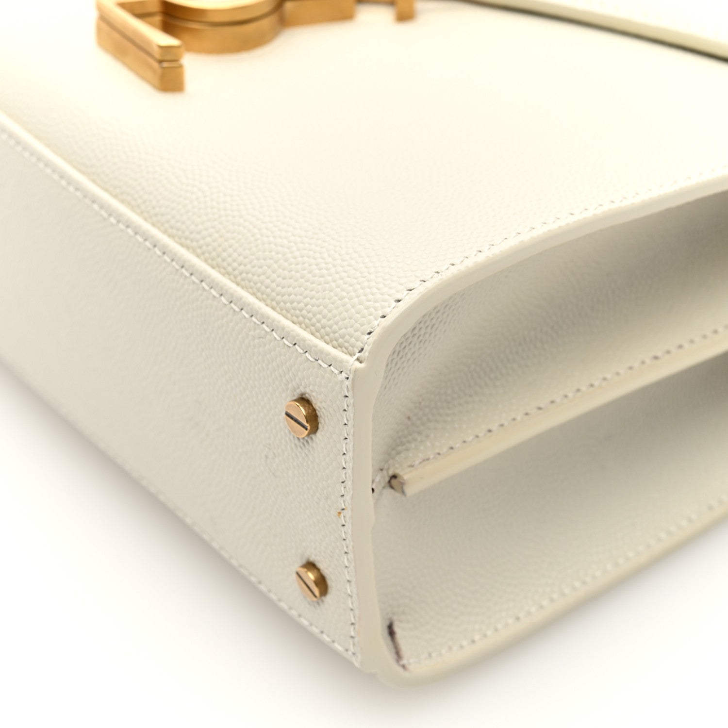 Saint Laurent Grain de Poudre Mini Classic Monogram Cassandra Top Handle Crema Soft Rouge Legion 9 of 9