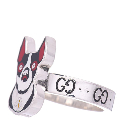 Gucci Sterling Silver Enamel Orso Ring 54 6.75 3 of 6