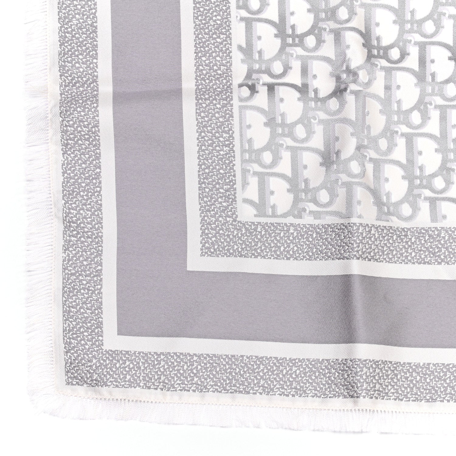 Christian Dior Silk Oblique Scarf Grey 8 of 10