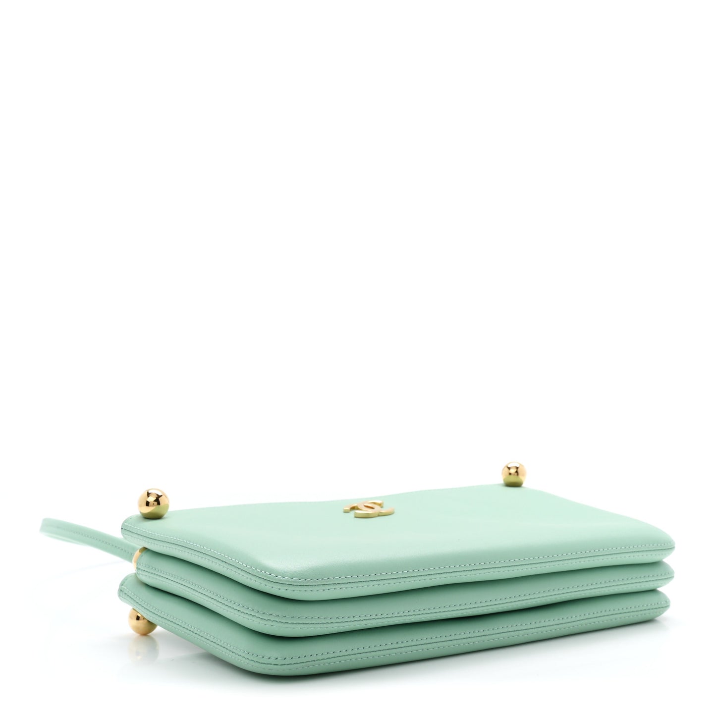 Calfskin Chick Studs Clutch Green