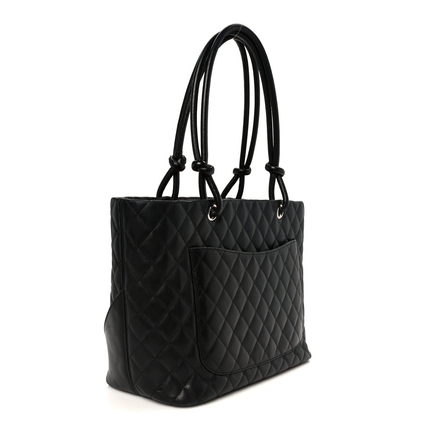 Calfskin Quilted Large Cambon Tote Black