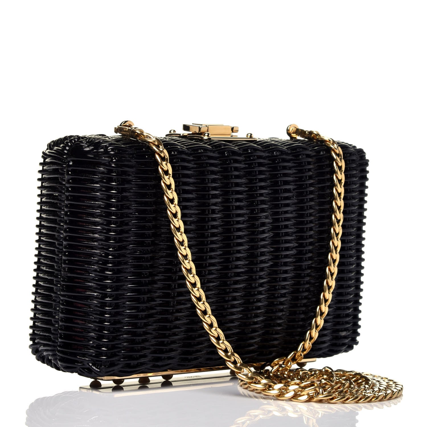 Prada Wicker Triangle Crossbody Clutch Black Petalo 3 of 11