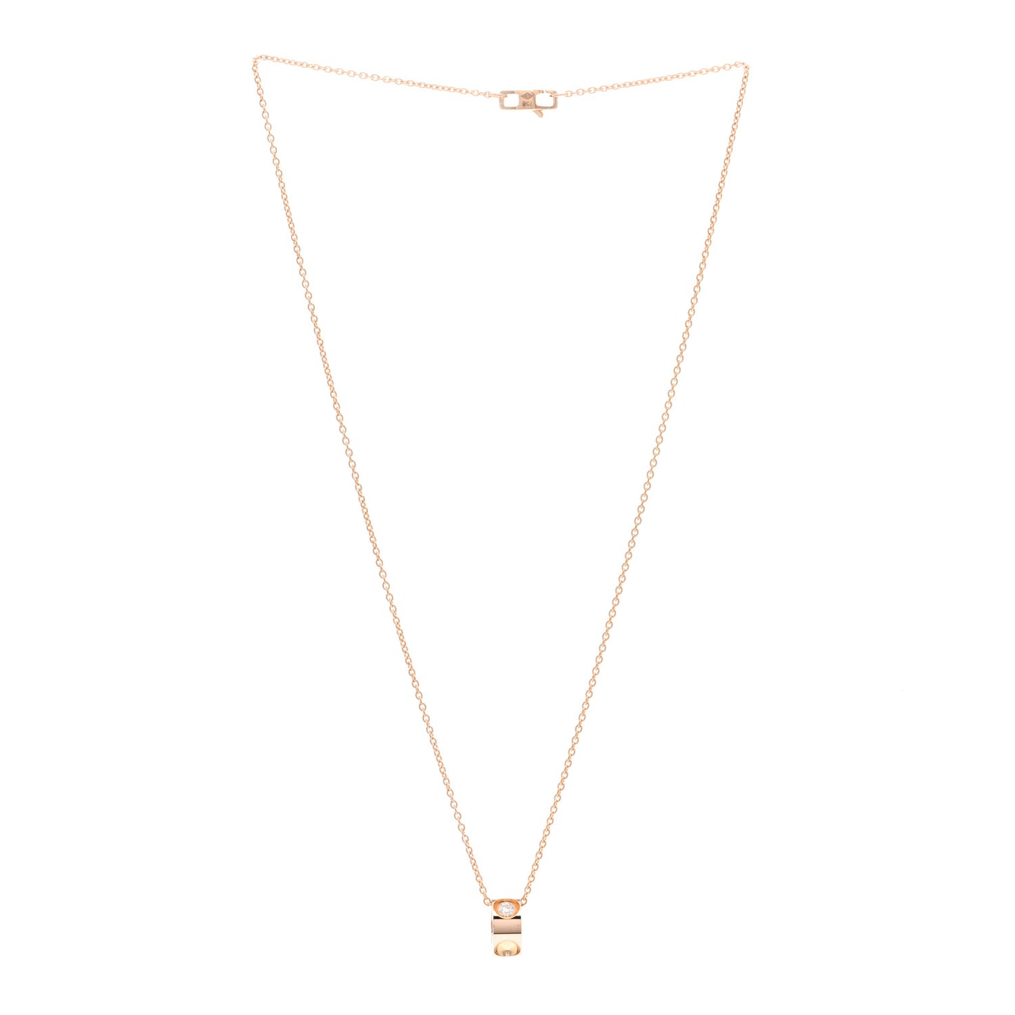 18K Pink Gold Diamond Empreinte Pendant Necklace