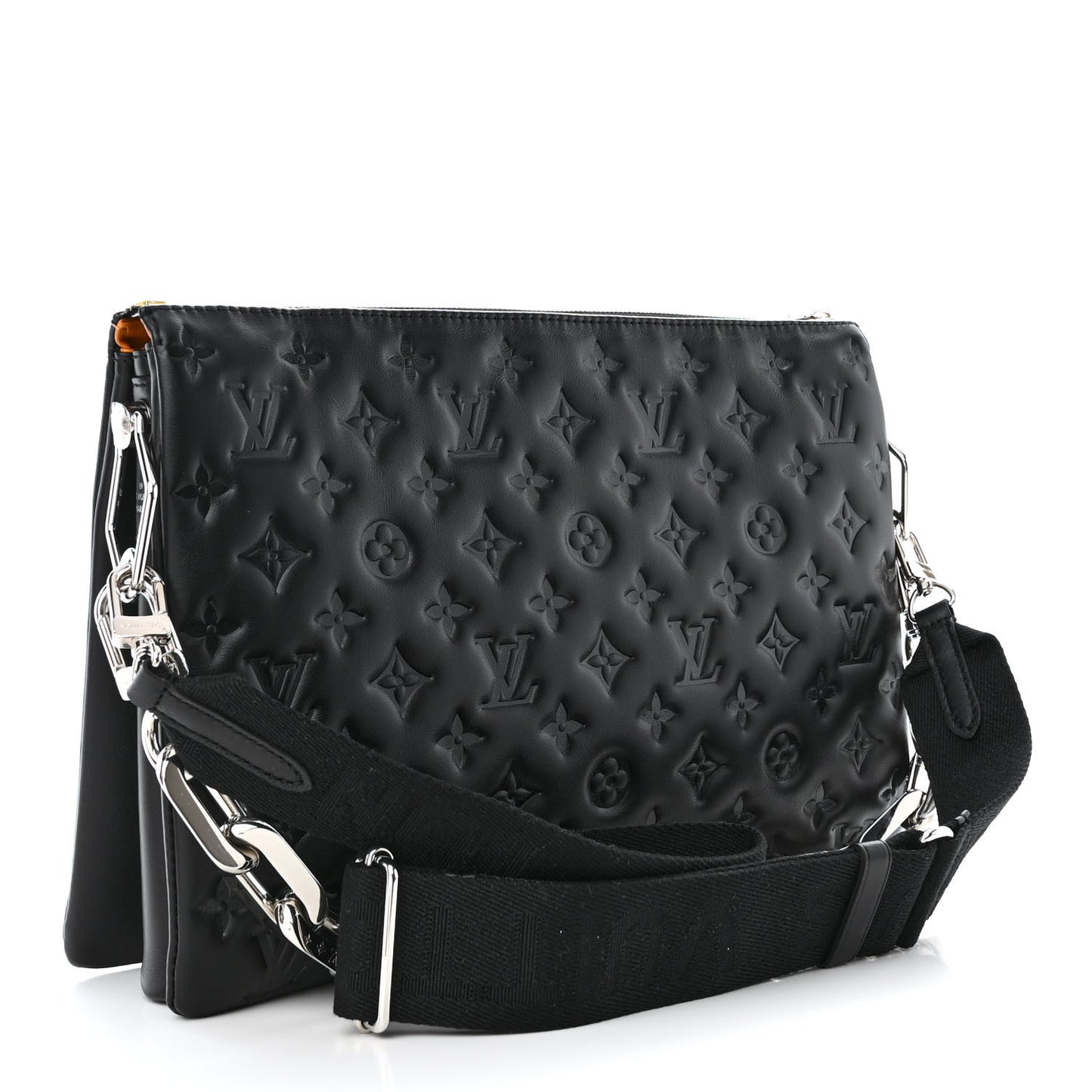 Lambskin Embossed Monogram Coussin MM Black