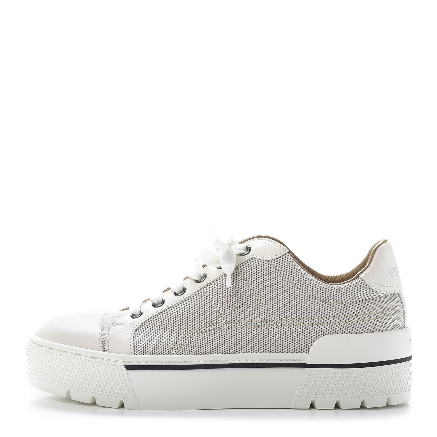 Hermes Canvas Calfskin Womens Voltage Sneakers 37 Prunoir White 1 of 11