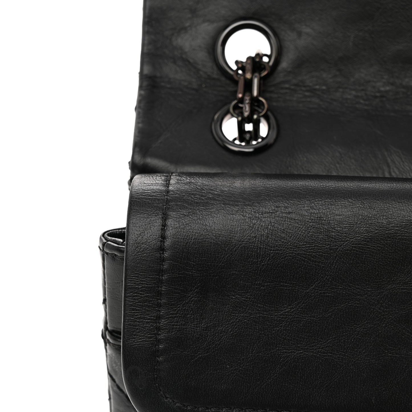 Aged Calfskin Quilted 2.55 Reissue 225 Flap So Black