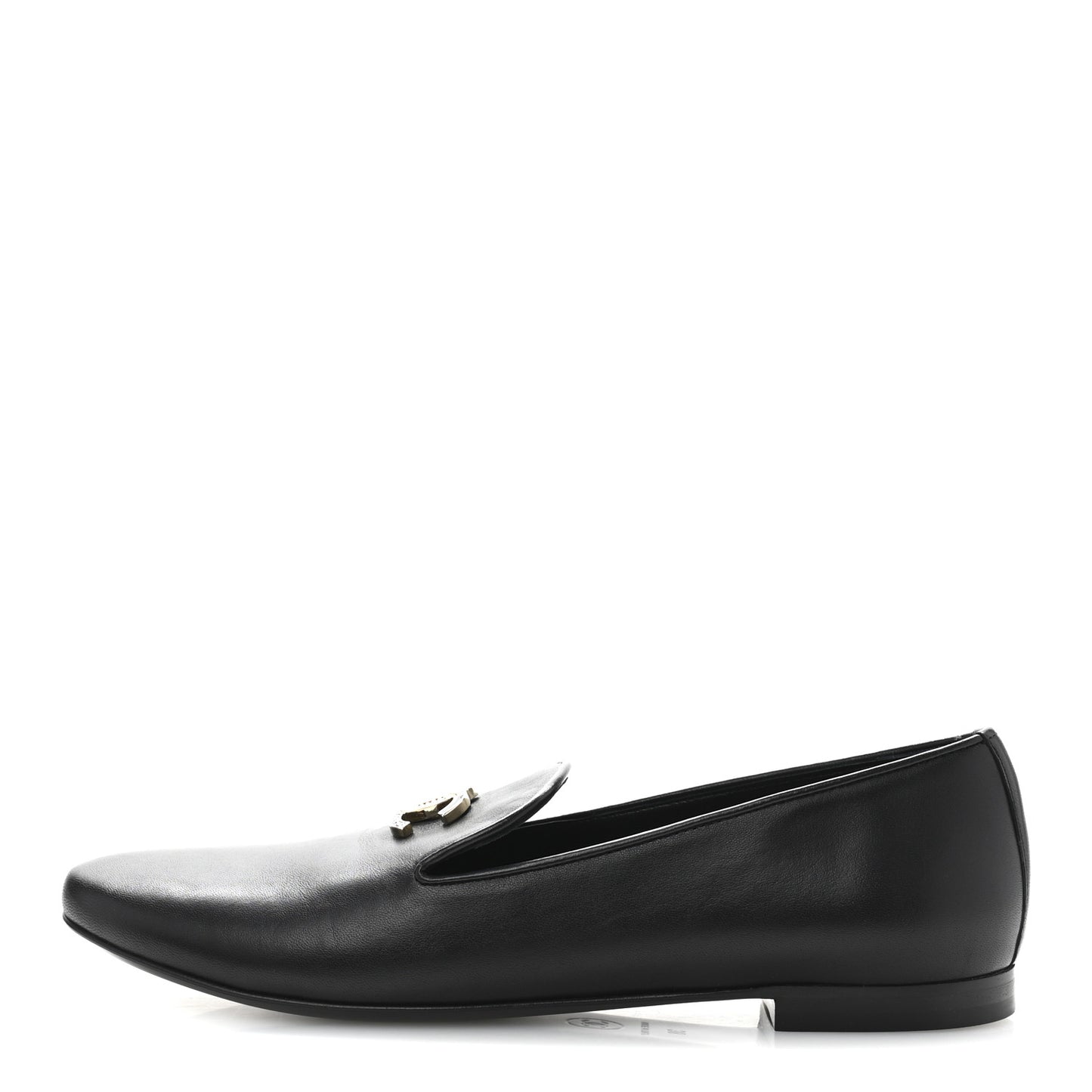 Enamel Pearl Crystal Lambskin Womens CC Mocassin Loafers 38 Black