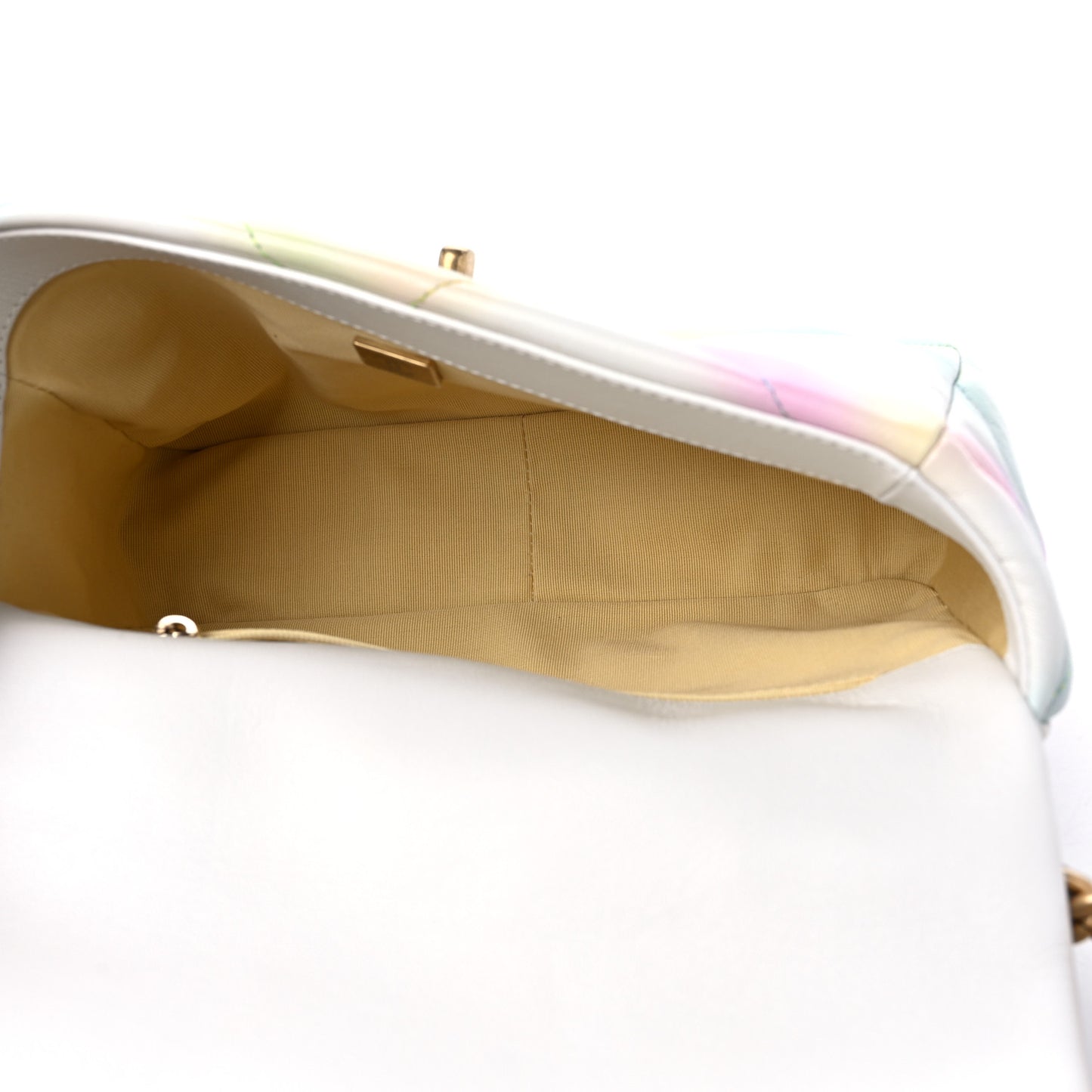 Printed Goatskin Quilted Medium Chanel 19 Flap White Multicolor