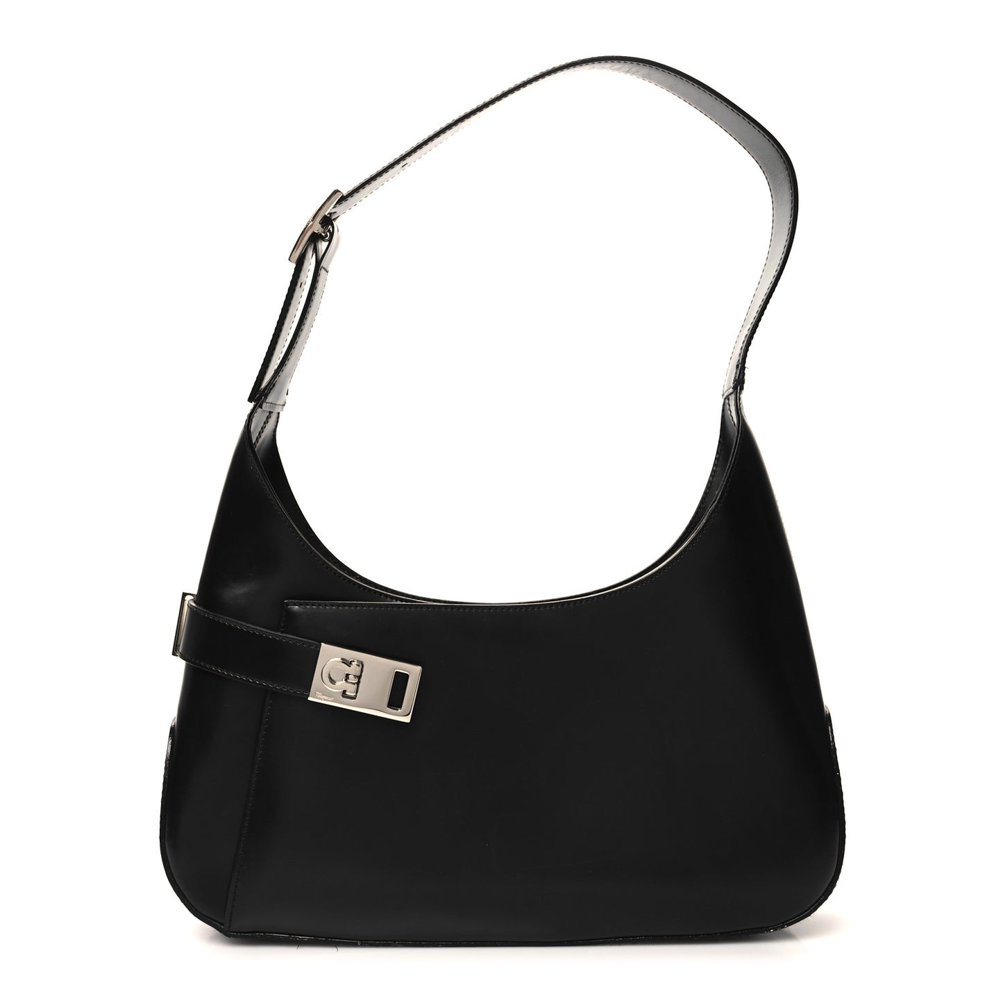 Soft Calfskin Gancini Hobo Black