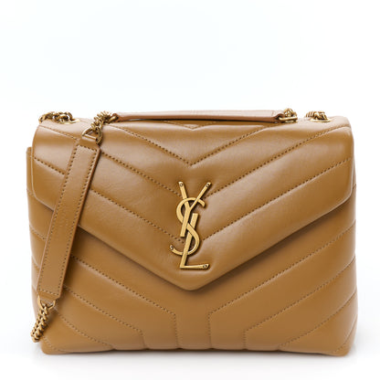 Saint Laurent Calfskin Y Quilted Monogram Small Loulou Chain Satchel Dark Natural 1 of 11