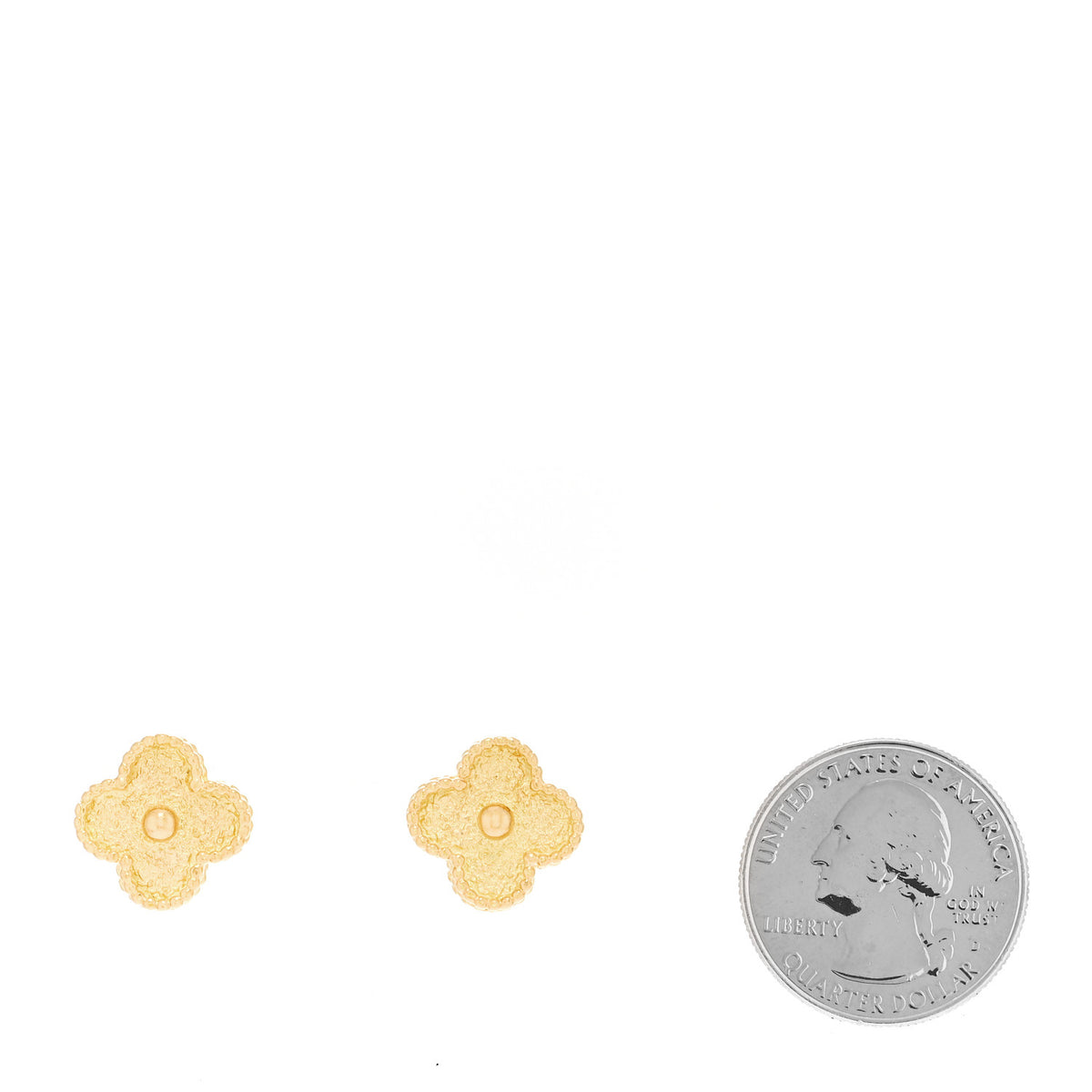 Van Cleef & Arpels 18K Yellow Gold Vintage Alhambra Earrings 2 of 5