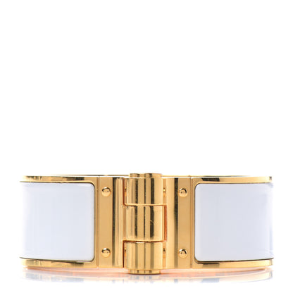Hermes Enamel Charniere Uni Wide Hinged Bracelet M White 1 of 4