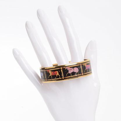 Hermes Enamel Printed Tenues Et Couvertures Wide Bracelet 65 2 of 6