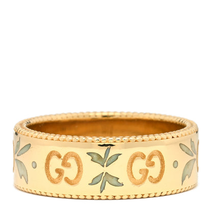 Gucci 18K Yellow Gold Enamel 6mm Icon Blooms Ring 49 4.75 1 of 3