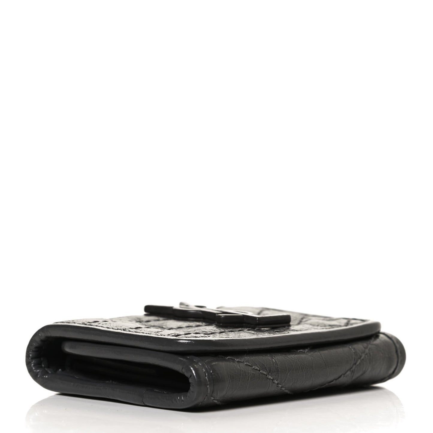 Crinkled Calfskin Matelasse Monogram Niki Compact Wallet Storm