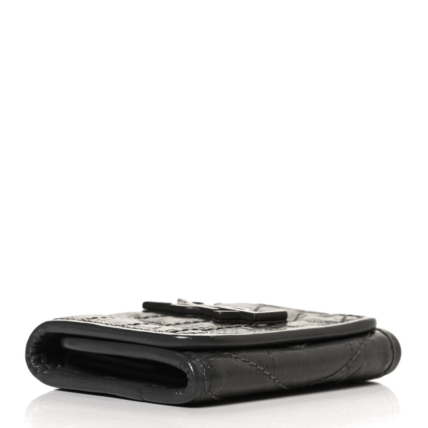 Saint Laurent Crinkled Calfskin Matelasse Monogram Niki Compact Wallet Storm 4 of 8