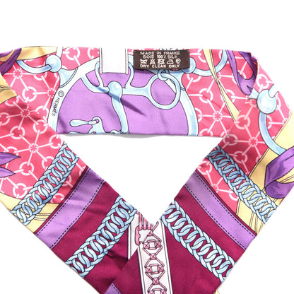 Hermes Silk La Promenade Du Matin Twilly Prune Rose Mauve 3 of 7