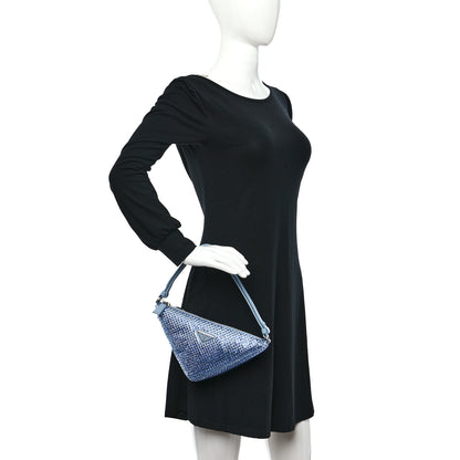 Prada Satin Crystal Triangle Pouch Celeste 2 of 7