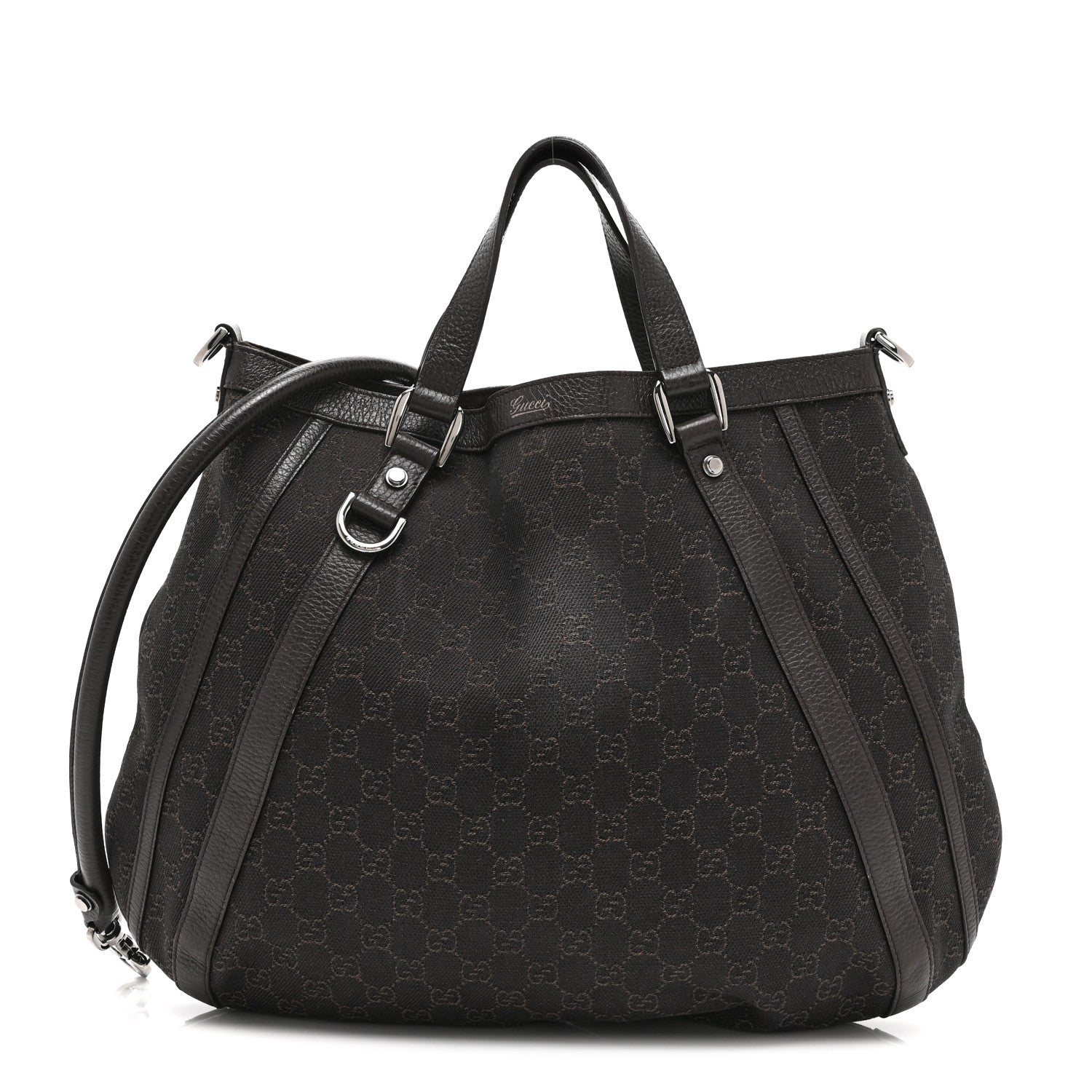 Gucci Monogram Medium Abbey Convertible Tote Dark Brown 1 of 10