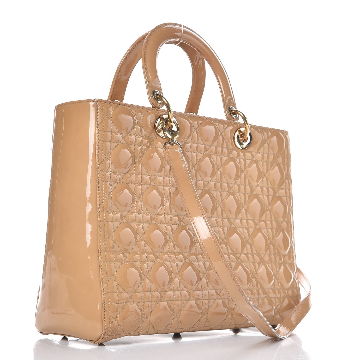 Christian Dior Patent Cannage Large Lady Dior Beige 4 of 20