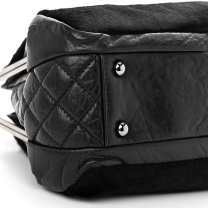 Chanel Pony Hair Lambskin Quilted Kiss Lock Frame Bag Black 11 of 12