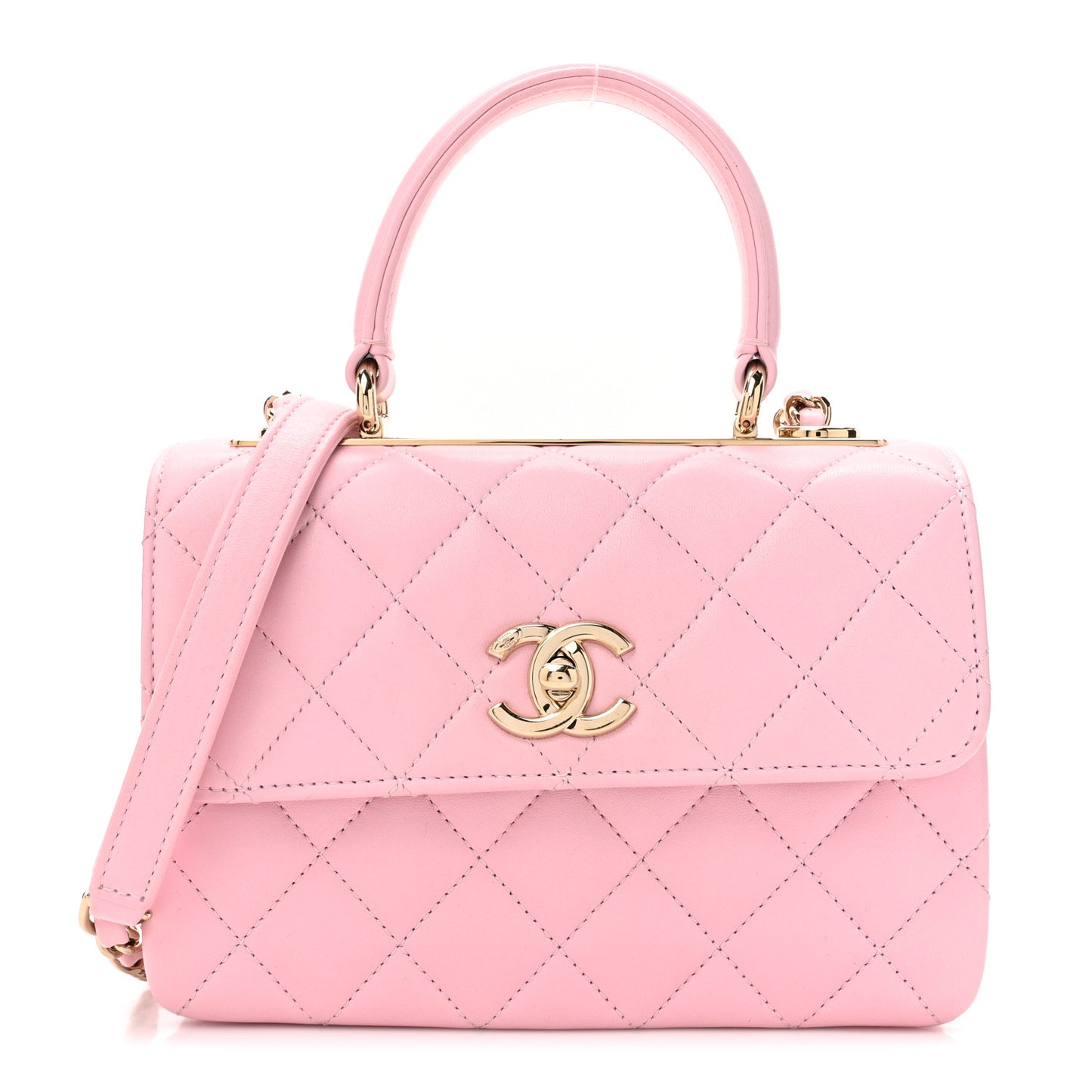 Lambskin Quilted Small Trendy CC Flap Dual Handle Bag Light Pink