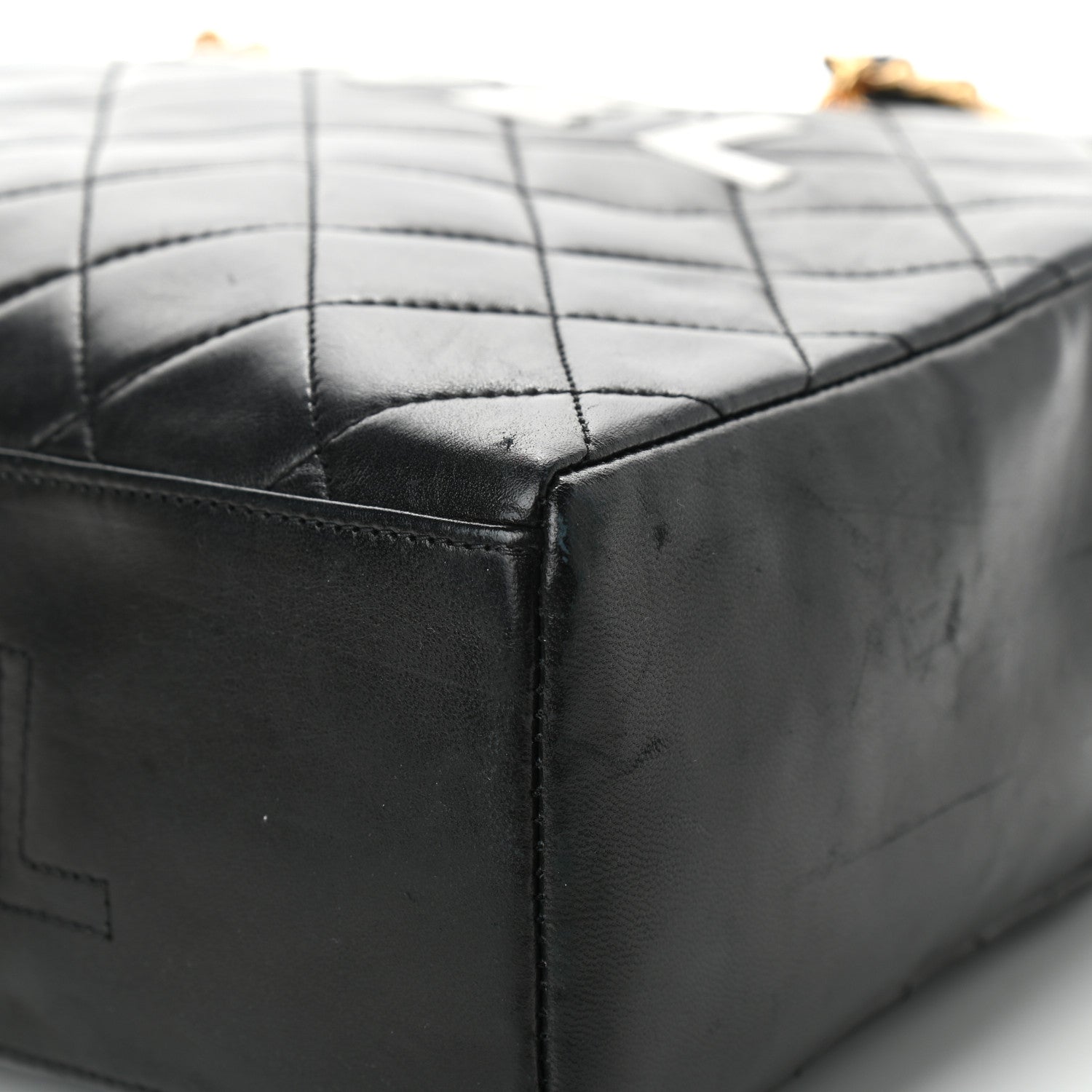 Chanel Lambskin Quilted Logo Bowling Bag Black 10 of 15