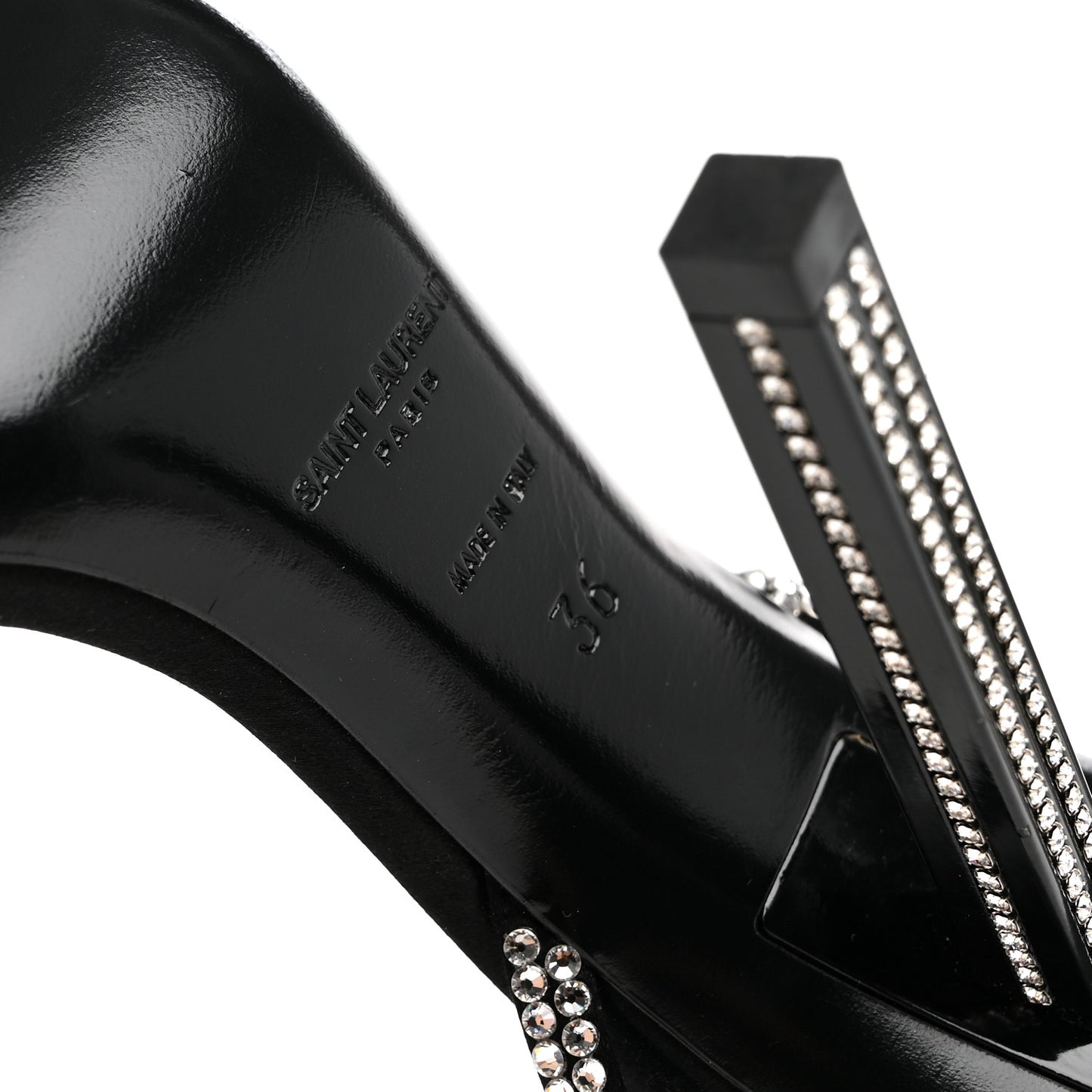 Satin Crystal Ava 105 Sandals 36 Black