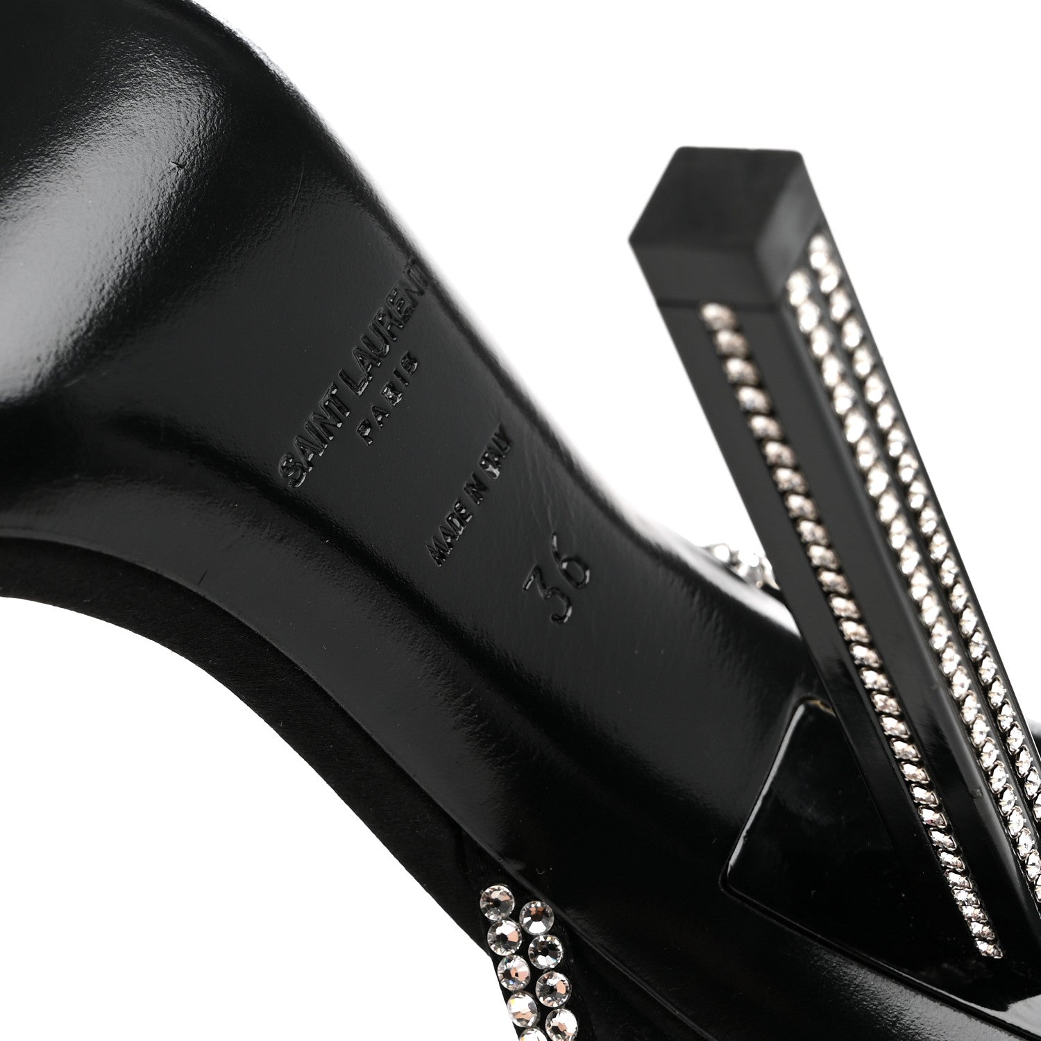 Saint Laurent Satin Crystal Ava 105 Sandals 36 Black 7 of 13