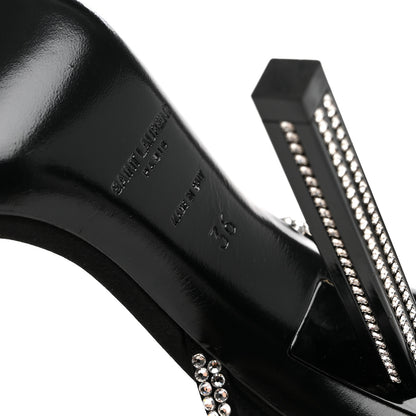 Saint Laurent Satin Crystal Ava 105 Sandals 36 Black 7 of 13