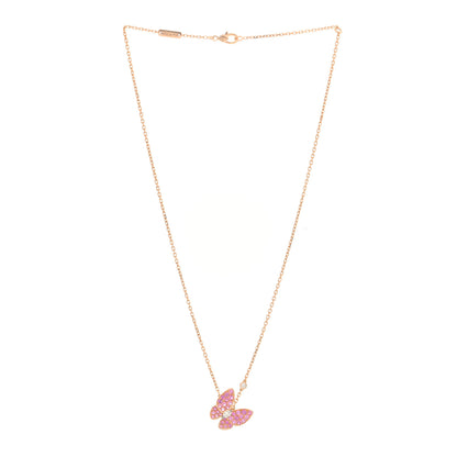 Van Cleef & Arpels 18K Rose Gold Diamond Pink Sapphire Two Butterfly Pendant Necklace 3 of 5