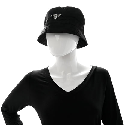 Prada Re-Nylon Metal Triangle Logo Mens Bucket Hat M Black 1 of 8