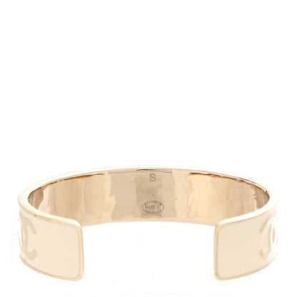 Chanel Metal Enamel Chanel Logo Cuff Bracelet S White 4 of 4