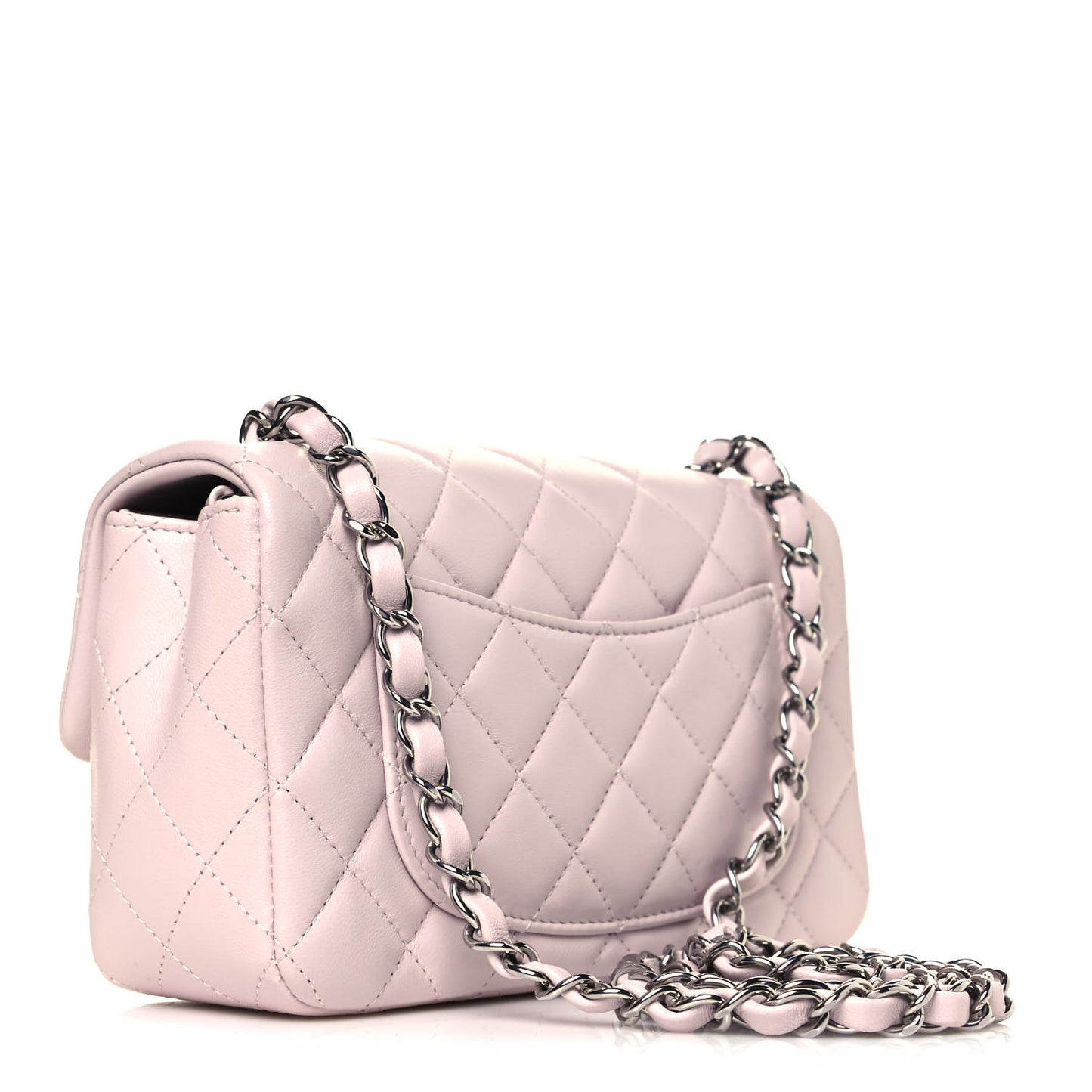 Lambskin Quilted Mini Rectangular Flap Light Purple