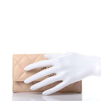 Chanel Caviar Pearl Quilted Coco Candy Wallet Beige 2 of 8