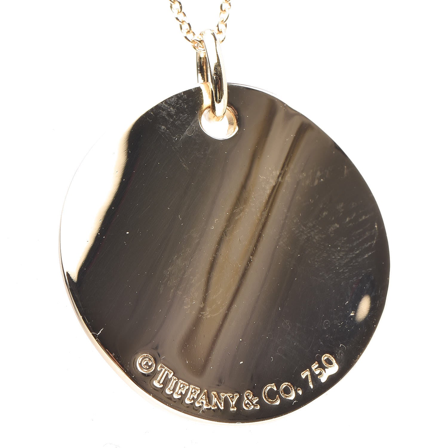 Tiffany 18K Yellow Gold Notes Round Pendant Necklace 7 of 8