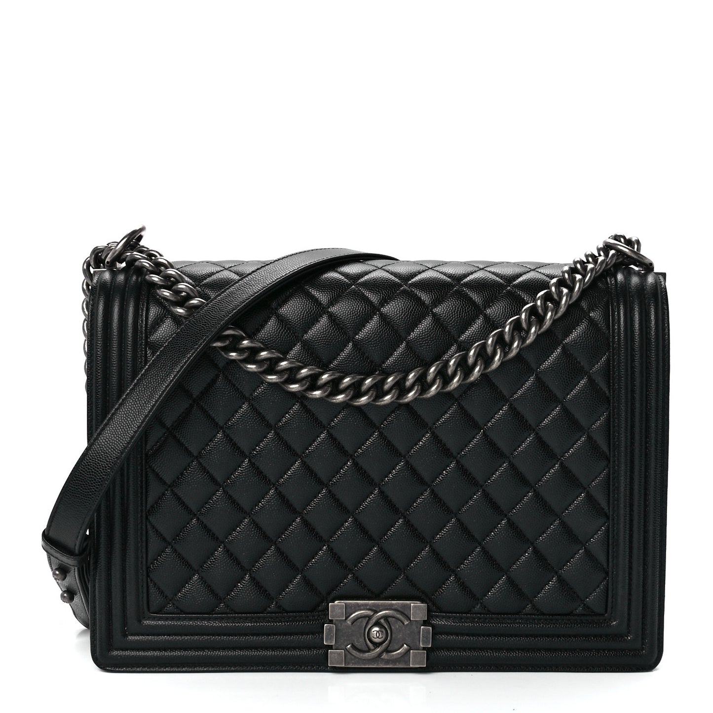 Caviar Quilted Large Boy Flap Black