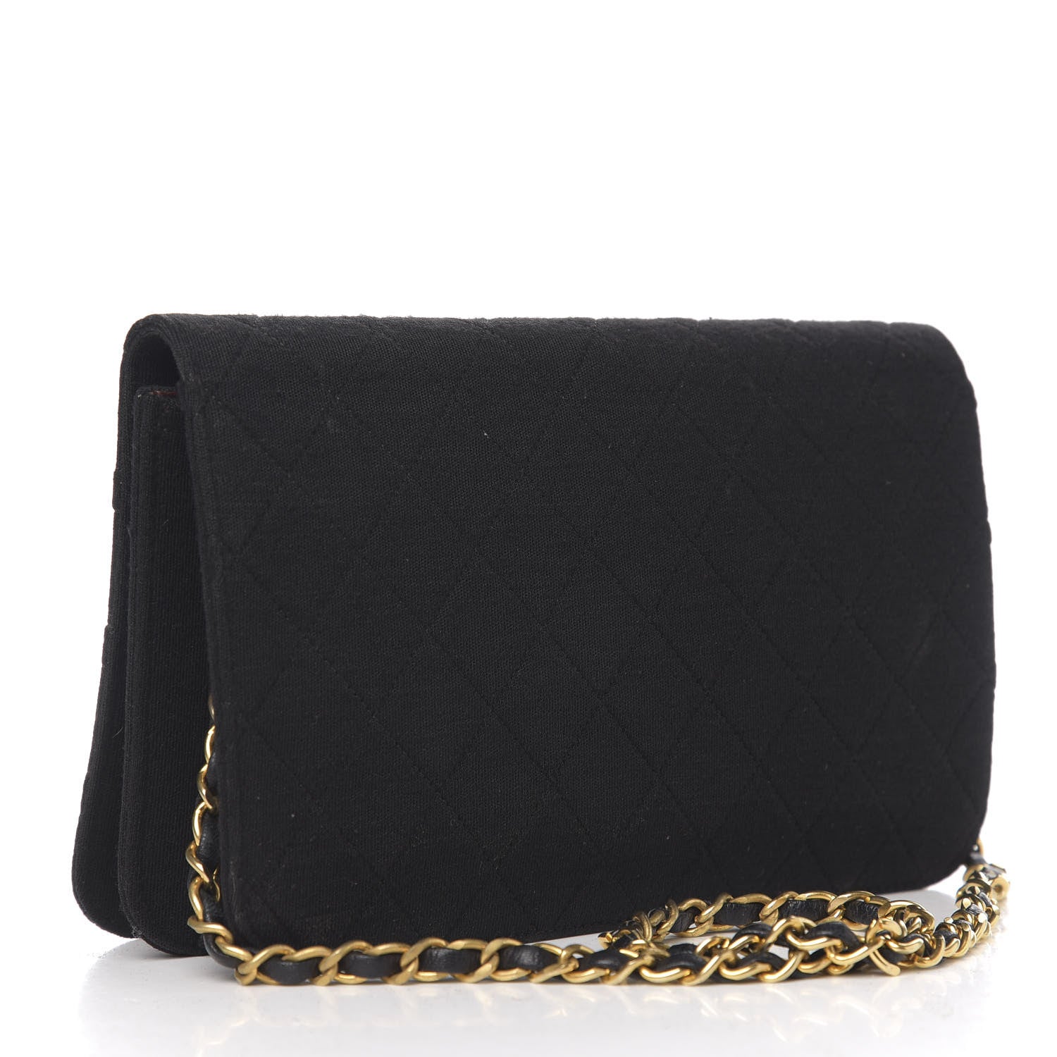 Chanel Jersey Quilted Wallet On Chain WOC Black 2 of 10